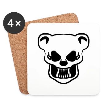 Teddybär Totenkopf horror - Untersetzer (4er-Set) - Weiß - Vorne