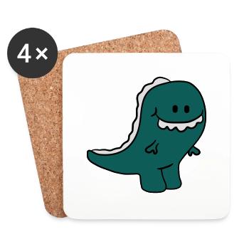 Doux mignon petit T- Rex enfant - Dessous de verre (lot de 4) - blanc - Devant