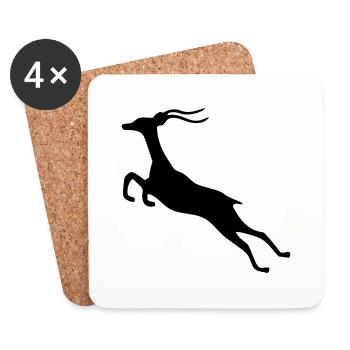 gazelle drawing animal gazelle springbok wild safa - Coasters (set of 4) - white - Front