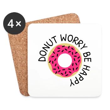 Donut worry be happy - Coasters (set of 4) - white - Front
