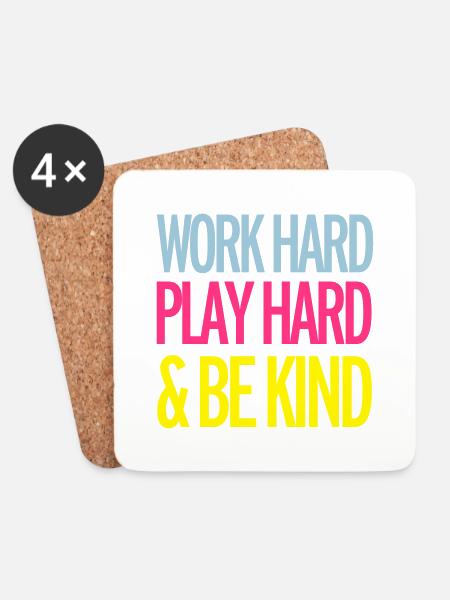 Work Hard - Untersetzer (4er-Set) - Weiß