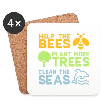 Help the Bees Plant More Trees | Forest trees nature - Coasters (set of 4) - white - Front