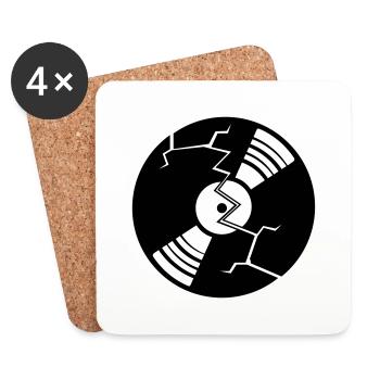 vinyls cassé logo de parti détruit - Dessous de verre (lot de 4) - blanc - Devant
