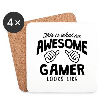 awesome gamer looks like - Coasters (set of 4) - white - Front