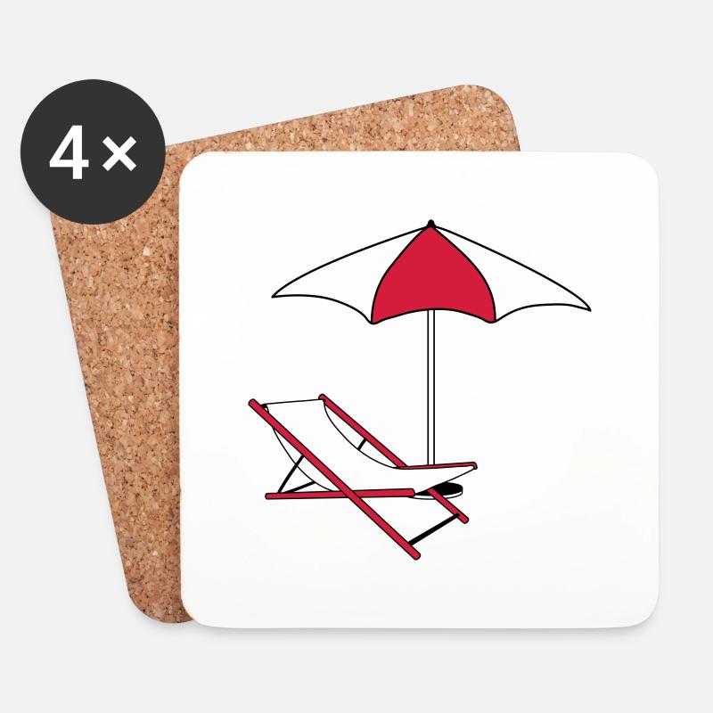 schirm sonnenschirm liegestuhl strandstuhl urlaub - Untersetzer (4er-Set) - Weiß