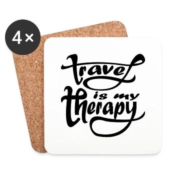 Travel Is My Therapy - Untersetzer (4er-Set) - Weiß - Vorne