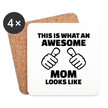 Awesome Mom - Dessous de verre (lot de 4) - blanc - Devant