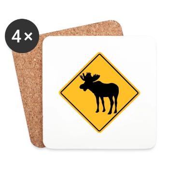 Moose Road Sign - Untersetzer (4er-Set) - Weiß - Vorne
