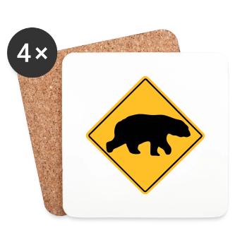Polar Bear Road Sign - Untersetzer (4er-Set) - Weiß - Vorne