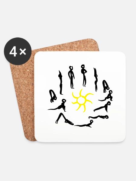 Yoga Sonnengruß - Sonnengruss - exklusiv - Untersetzer (4er-Set) - Weiß