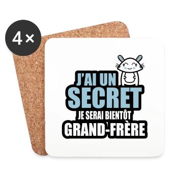 j'ai un secret je serai bientôt grand-frère 2 - Dessous de verre (lot de 4) - blanc - Devant