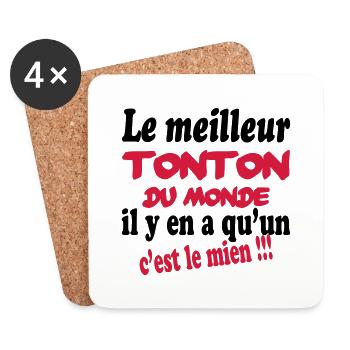 Le meilleur tonton du monde c'est le mien !!! - Dessous de verre (lot de 4) - blanc - Devant