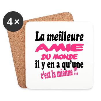La meilleure amie du monde c'est la mienne !! - Coasters (set of 4) - white - Front