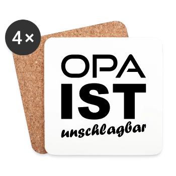 Opa ist unschlagbar - Untersetzer (4er-Set) - Weiß - Vorne