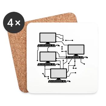 lanparty networked gamer gamble connected pattern - Coasters (set of 4) - white - Front