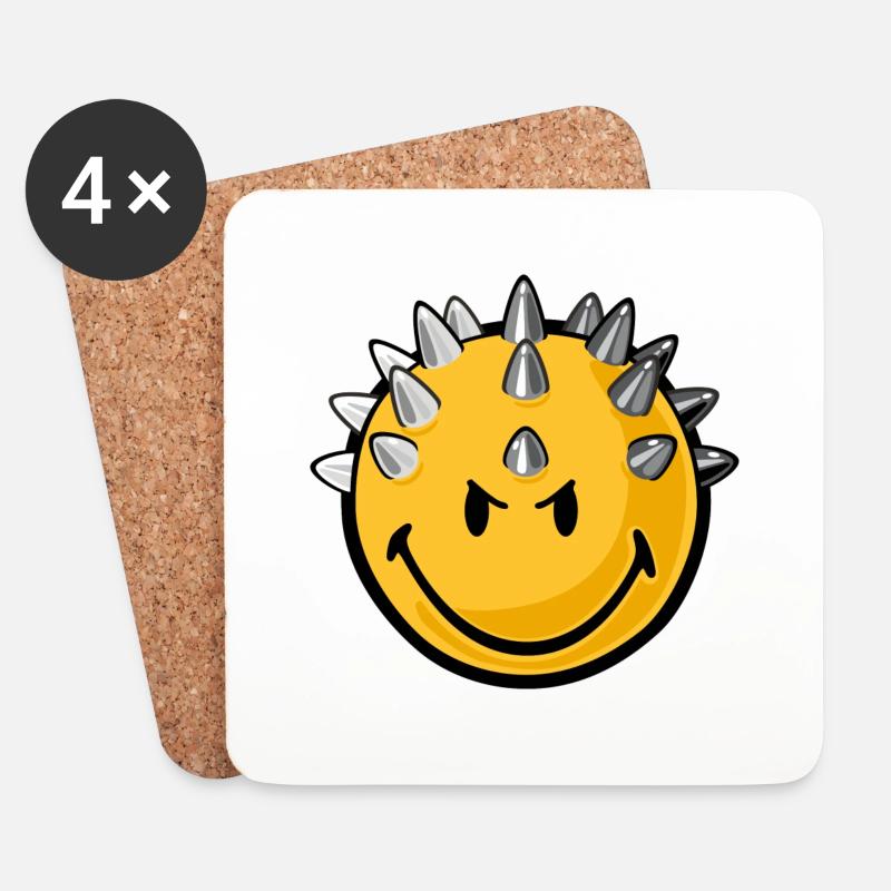 Smiley metallhead - Untersetzer (4er-Set) - Weiß