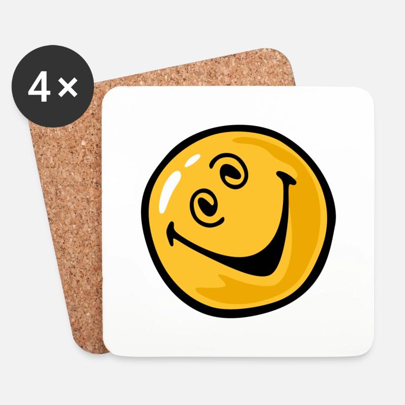 Smiley crazy - Untersetzer (4er-Set) - Weiß