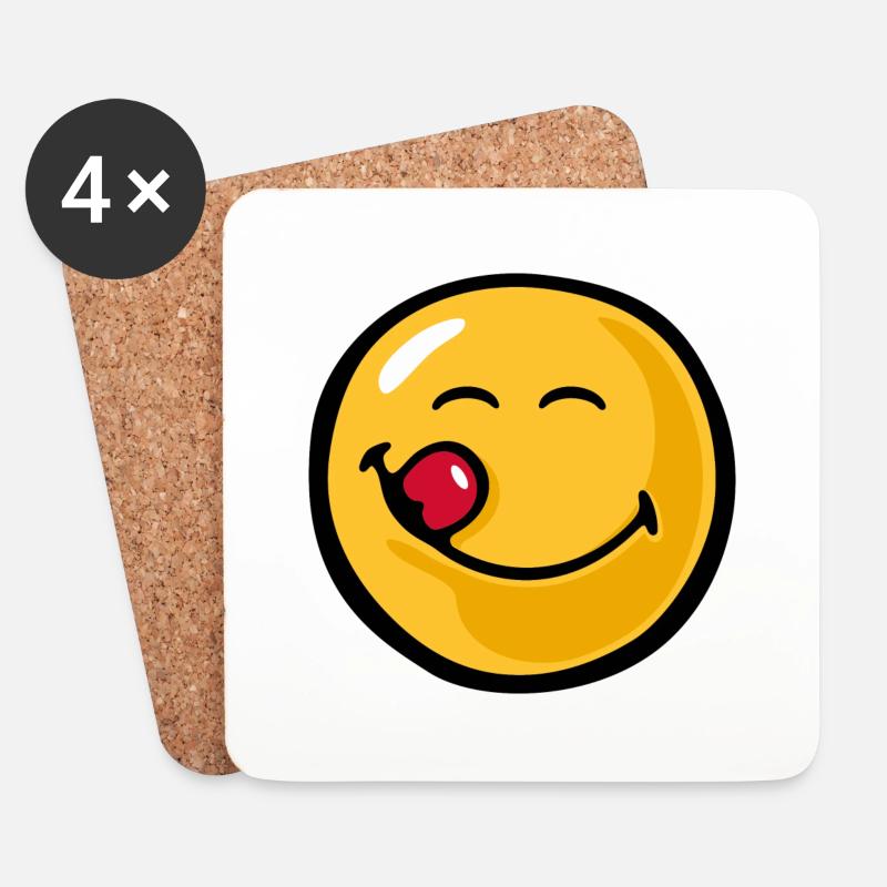 Smiley delicious - Untersetzer (4er-Set) - Weiß