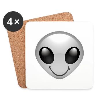 Smiley Alien - Dessous de verre (lot de 4) - blanc - Devant