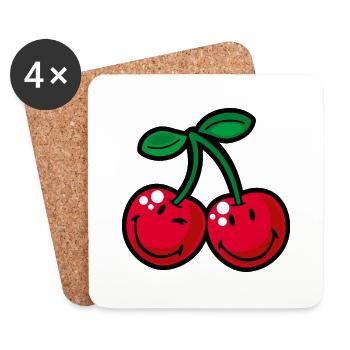 Smiley Cherries - Untersetzer (4er-Set) - Weiß - Vorne