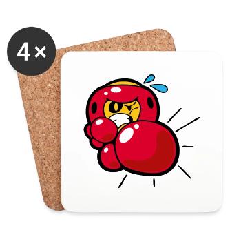 Smiley Boxing - Untersetzer (4er-Set) - Weiß - Vorne