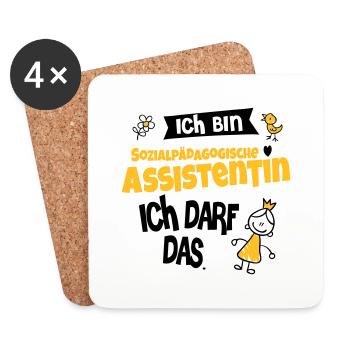 Ich bin Sozialpädagogische Assistentin - Untersetzer (4er-Set) - Weiß - Vorne