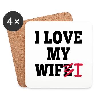 I love my wife I / I love my wifi I 2c - Untersetzer (4er-Set) - Weiß - Vorne