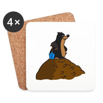 Mole earth Mole hive funny big garden s - Coasters (set of 4) - white - Front