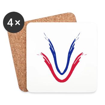 origin fan brush strokes france flag color - Coasters (set of 4) - white - Front