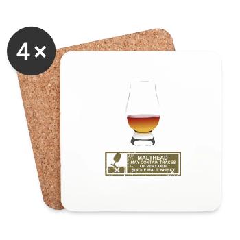 Malthead Warning lustiger Whisky Spruch - Untersetzer (4er-Set) - Weiß - Vorne