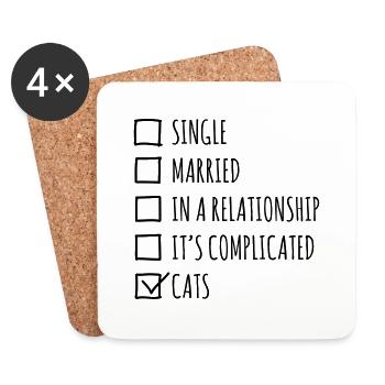 Single Married... Cats - Dessous de verre (lot de 4) - blanc - Devant