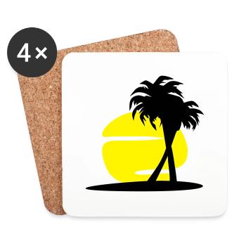 Sund and palm tree (super cheap!) - Coasters (set of 4) - white - Front