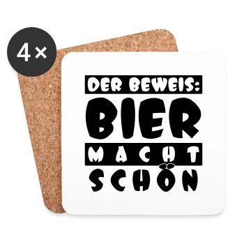 der Beweis: BIER MACHT SCHÖN - Untersetzer (4er-Set) - Weiß - Vorne