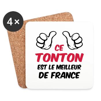 Tonton / Tata / Parrain / Marraine / Tante / Oncle - Dessous de verre (lot de 4) - blanc - Devant