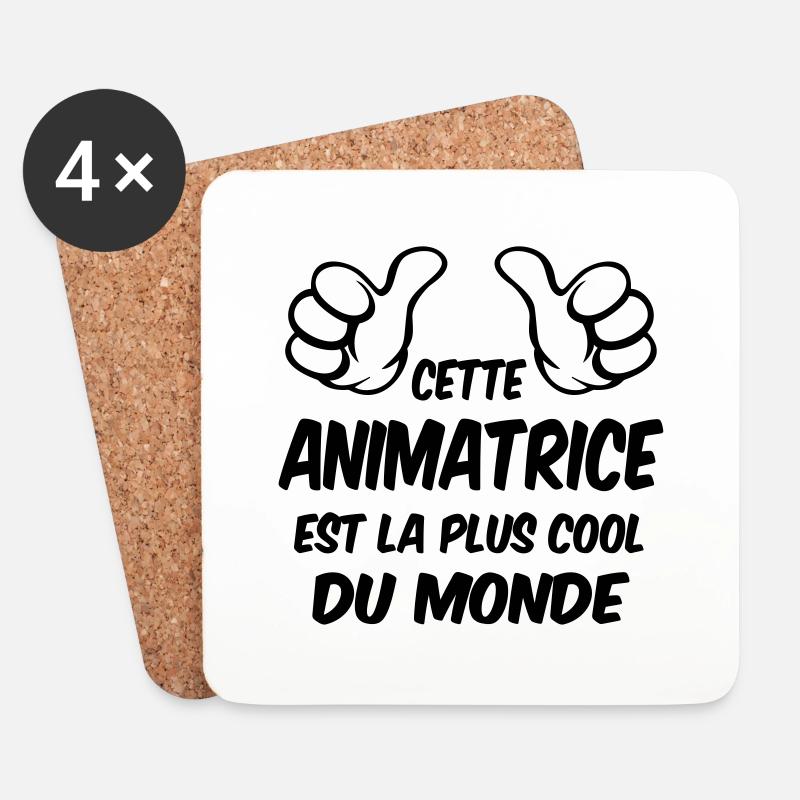 Animateur / Animatrice / Animator / Animador / No - Untersetzer (4er-Set) - Weiß