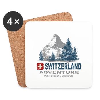 Switzerland - Schweiz - Untersetzer (4er-Set) - Weiß - Vorne