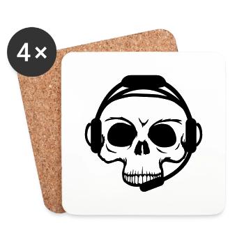 skull headset headphones skull skeleton dead death - Coasters (set of 4) - white - Front