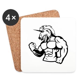 strong_unicorn_001 - Untersetzer (4er-Set) - Weiß - Vorne
