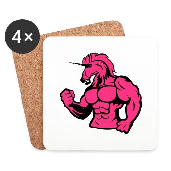strong_unicorn_002 - Untersetzer (4er-Set) - Weiß - Vorne