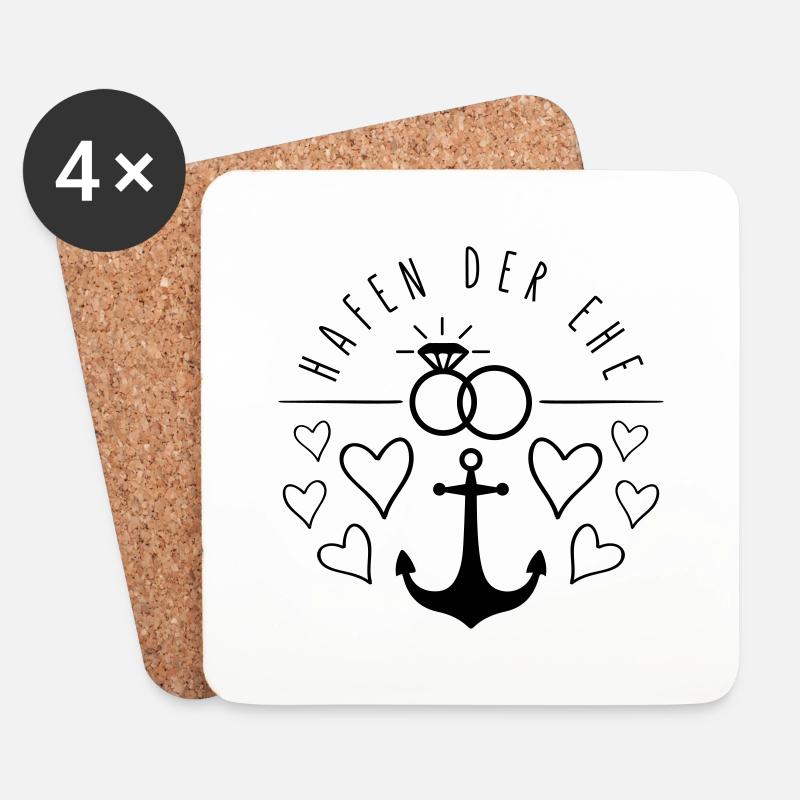 hafen der ehe herzen liebe - Untersetzer (4er-Set) - Weiß