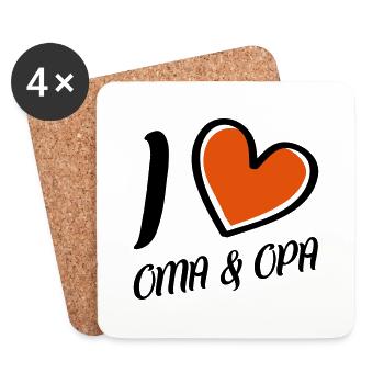 i love oma und opa - Untersetzer (4er-Set) - Weiß - Vorne