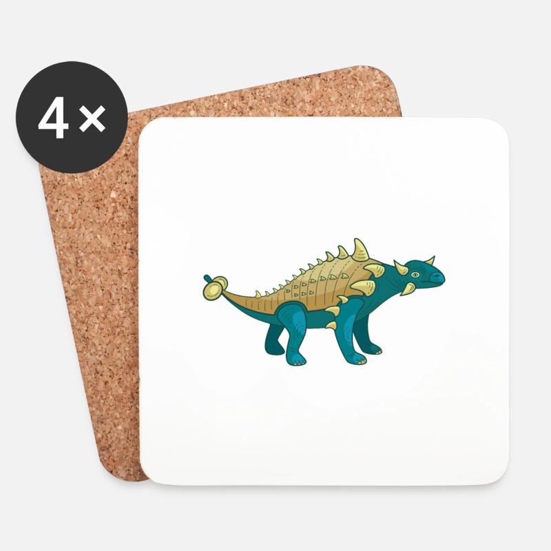 Dinosaurier Ankylosaurus - Untersetzer (4er-Set) - Weiß