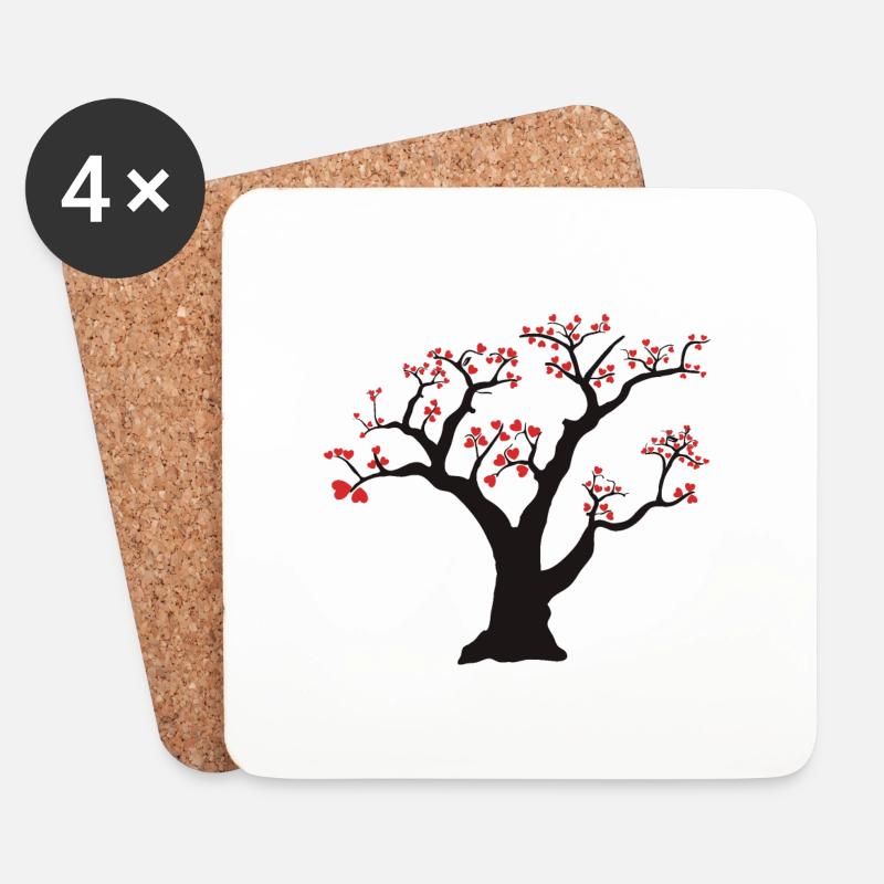 Baum - Untersetzer (4er-Set) - Weiß