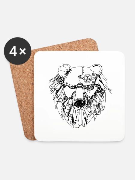 steampank bear - Coasters (set of 4) - white