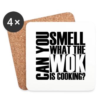 Pouvez-vous sentir ce que le chef cuisine? Faire cuire le wok - Dessous de verre (lot de 4) - blanc - Devant