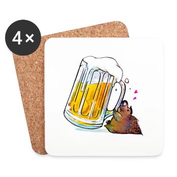 Stachelschwein + Bier = Porcu Pint - Untersetzer (4er-Set) - Weiß - Vorne