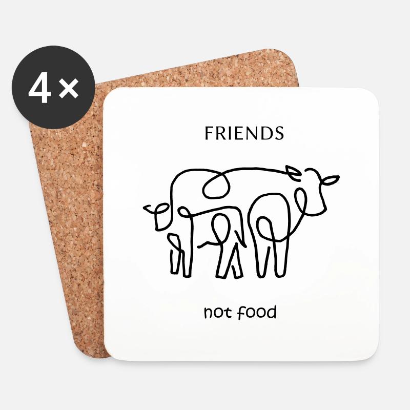 Friends not food / Vegan / Line Art - Untersetzer (4er-Set) - Weiß