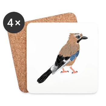 Eichelhäher / Eurasian Jay I - Untersetzer (4er-Set) - Weiß - Vorne