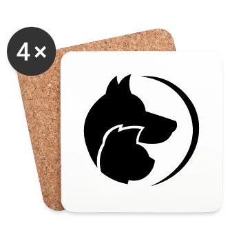 Chien et chat - cadeau de l'équipe de rêve pour les amoureux des animaux - Dessous de verre (lot de 4) - blanc - Devant