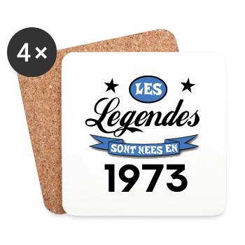 T shirt les légendes sont nées en 1973, homme. - Dessous de verre (lot de 4) - blanc - Devant